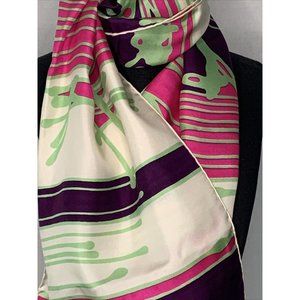 Vintage Ted Lapidus Paris Silk Long Rectangle Scarf Modernist Abstract Pop Art